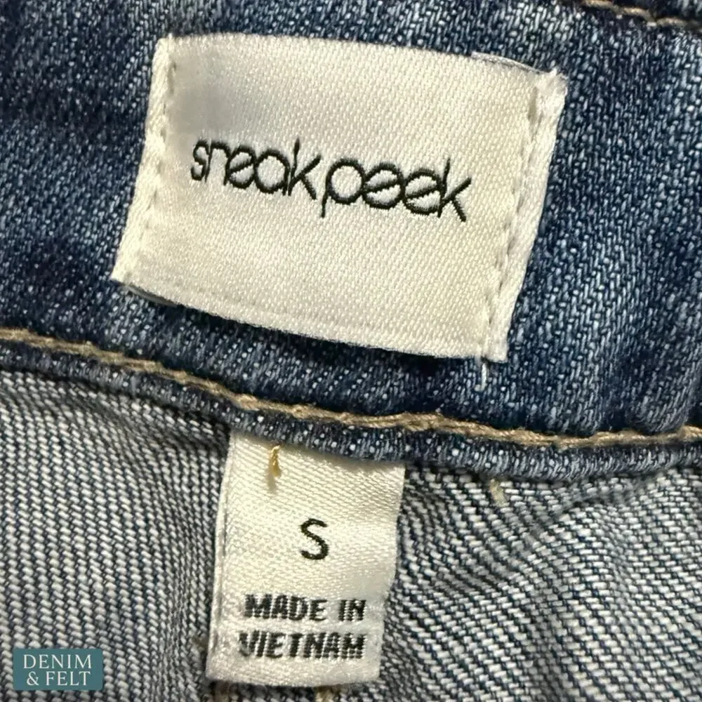 Sneak Peek Denim Short Overalls‎ Distressed Frayed Hem Bib Shorts Blue Casual